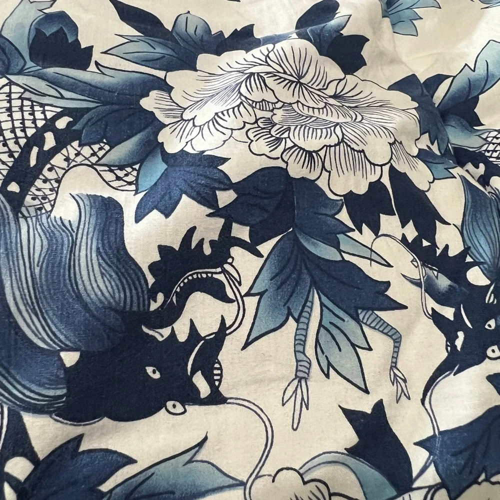 Ralph Lauren Blue and White Floral Dragon  Comforter
